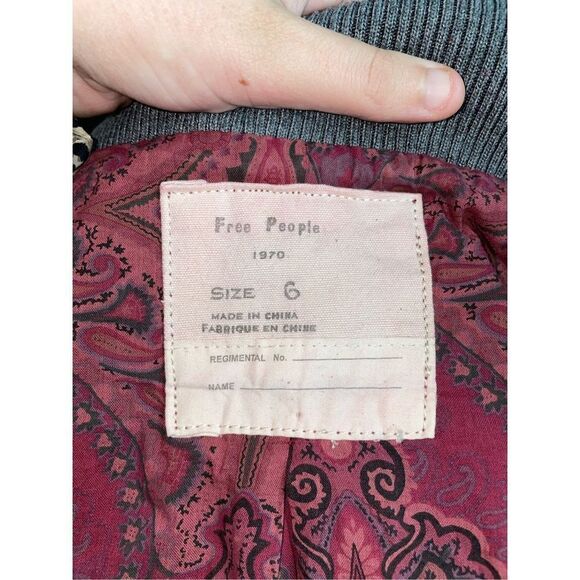 Free People Burgundy Bomber Jacket Size 6 - Picture 6 of 7